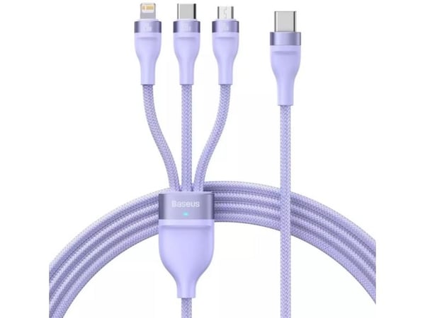 USB-kabel Baseus USB-C til USB-C + microUSB + Lightning 1,5 m lilla (CASS030205)