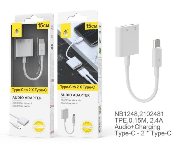 MTK USB-C-sovitin - USB-C Han til 2 x USB-C Hun