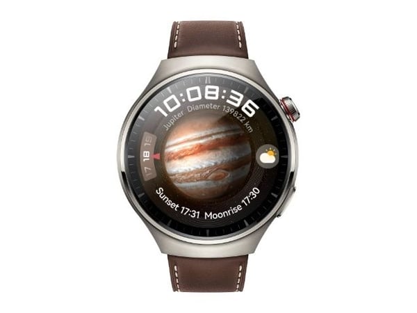 Huawei Watch 4 Pro - Titan - smartklokke med stropp - lær - mørkebrun - håndleddstørrelse: 140-210 mm - display 1.5" - 32 GB - Wi-Fi, LTE, NFC, Blu...