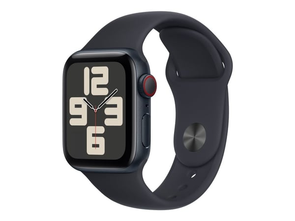 Apple Watch SE (GPS + Cellular) - 2. generasjon - 40 mm - midnattsaluminium - smartklokke med sportsbånd - fluorelastomer - midnatt - båndbredde: S...