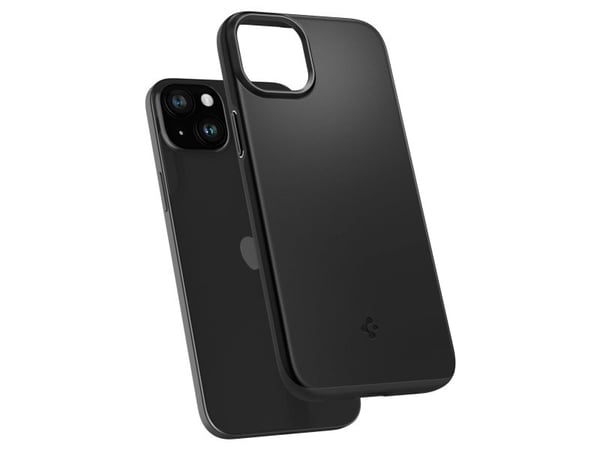 Spigen Thin Fit - Bakdeksel for mobiltelefon - termoplastisk polyuretan (TPU), polykarbonat - svart - for Apple iPhone 15