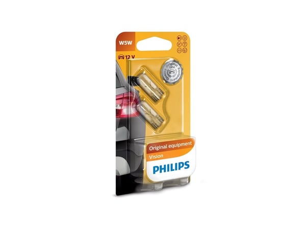 Philips Vision 12961B2 Tradisjonelle kupé- og signallyspærer, 5 W, 12 V, W5W, 2 stykker