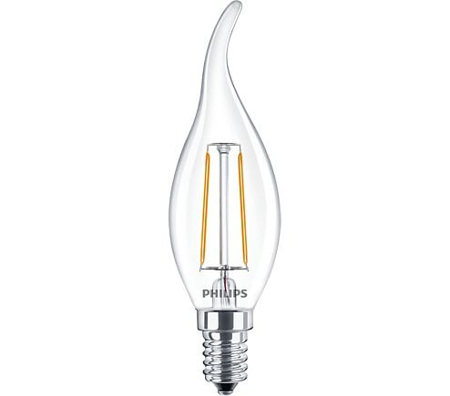 Philips CorePro - LED-filamentlyspære - form: BA35 - klar finish - E14 - 2 W (ekvivalent 25 W) - klasse E - varmt hvitt lys - 2700 K