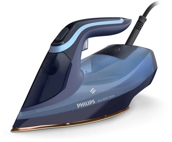 Philips Azur 8000 Series DST8020/21 Höyrysilitysrauta, Höyrysilitysrauta, SteamGlide Elite -pohjalevy, 2,5 m, 210 g/min, Sininen, 45 g/min