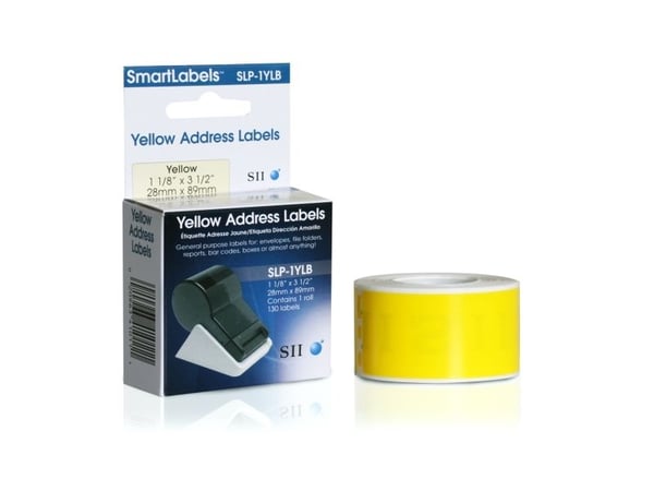 Seiko Instruments SLP-1YLB - Gul - 28 x 89 mm 260 etikett(er) (2 rull(er) x 130) adresselapper - for Smart Label Printer 440, 440 Office Administra...