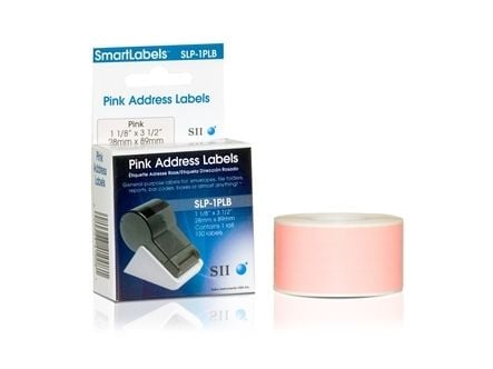 Seiko Instruments SLP-1PLB - Permanent klæbemiddel - topbelagt - pink - 28 x 89 mm 130 etikette(r) (1 rulle(r) x 130 adresseetiketter - for Smart L...