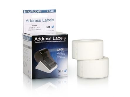 Seiko Instruments SLP-2RL - Hvit - 28 x 89 mm 260 etikett(er) (2 rull(er) x 130) adresselapper - for Smart Label Printer 100, 120, 200, 220, 240, 4...