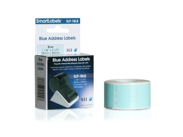 Seiko Instruments SLP-1BLB - Blå - 28 x 89 mm 260 etikett(er) (2 rull(er) x 130) adresselapper - for Smart Label Printer 440, 440 Office Administra...