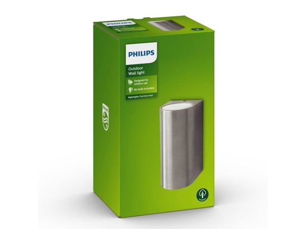 Philips Nightingale ulkoseinävalaisin 35W GU10 (ei sisällä lamppua), Seinävalaistus ulkotiloihin, Ruostumaton teräs, Metalli, IP44, Patio, Puutarha, I
