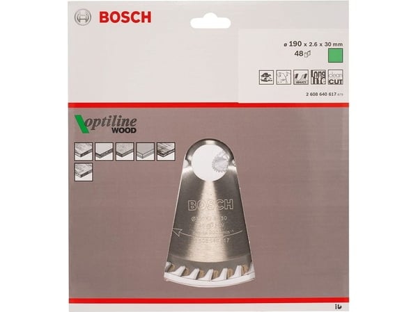 Bosch Optiline Wood - Sirkelformet sagblad - for tre - 190 mm - 48 tenner