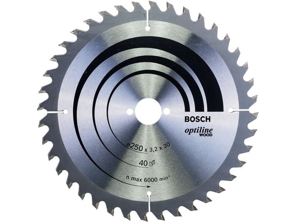 Bosch Optiline Wood - Sirkelformet sagblad - for tre - 250 mm - 40 tenner