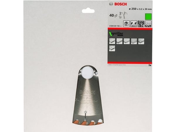 Bosch Optiline Wood - Sirkelformet sagblad - for tre - 250 mm - 40 tenner