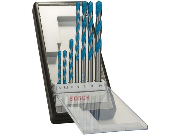 Bosch Robust Line CYL-9 Multi Construction - Borsett - for multiformål - 7 deler - 5 mm, 6 mm, 7 mm, 8 mm, 10 mm, 5.5 mm - lengde: 85 mm, 100 mm, 1...