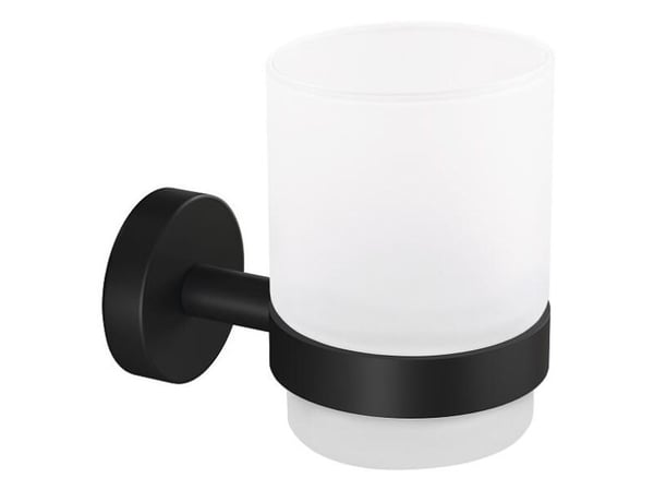 TESA MOON BLACK, Veggmontert tannbørsteholder, Glass, Metall, Sort, Hvit, Vegg, 70 mm, 109 mm