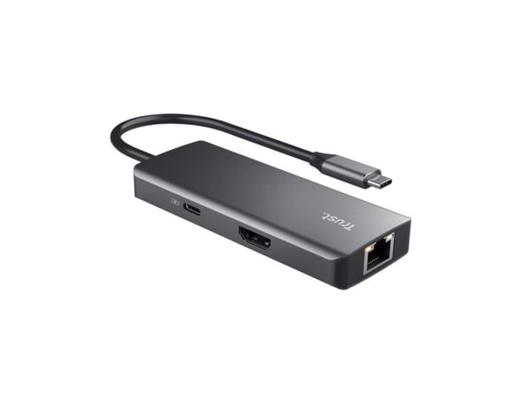 Trust Dalyx, USB Type-C, USB 2.0, 1000 Mbit/s, 60 Hz, 3840 x 2160 pikseliä, Hopea