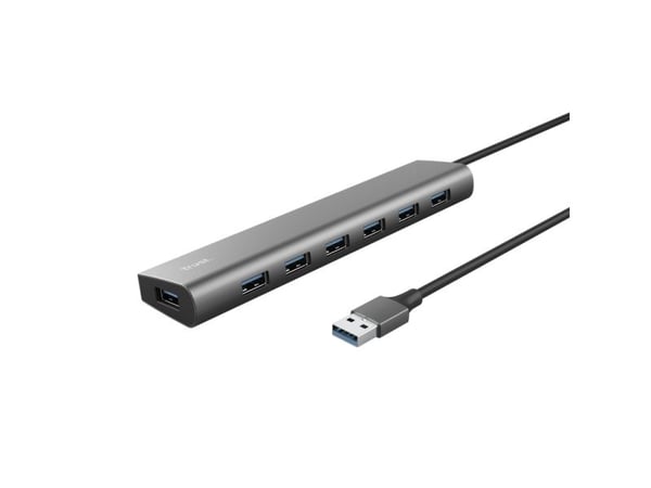 Trust Halyx - Hub - 7 x USB 3.2 Gen 1 + 1 x USB-C (strømgjennomløp) - stasjonær