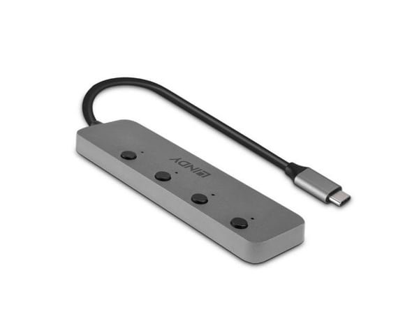 Lindy 43383, USB 3.2 Gen 1 (3.1 Gen 1) Type-C, USB 3.2 Gen 1 (3.1 Gen 1) Type-A, 5000 Mbit/s, Grå, Akrylonitril-butadien-styren (ABS), Aluminium, P...