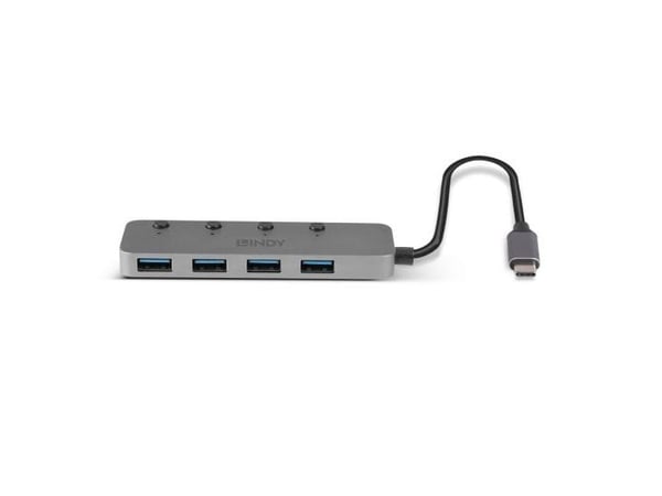 Lindy 43383, USB 3.2 Gen 1 (3.1 Gen 1) Type-C, USB 3.2 Gen 1 (3.1 Gen 1) Type-A, 5000 Mbit/s, Grå, Akrylonitril-butadien-styren (ABS), Aluminium, P...