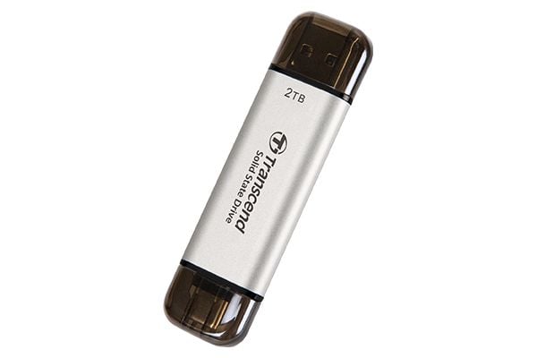 Transcend ESD310 - SSD - 1 TB - ekstern (bærbar) - USB 3.2 Gen 2x1 (USB-C kontakt) - sølv