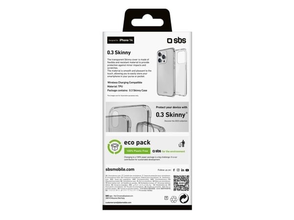 SBS TESKINIP1561PT, Etui, Apple, iPhone 15 Pro, 15,5 cm (6.1"), Gjennomsiktig