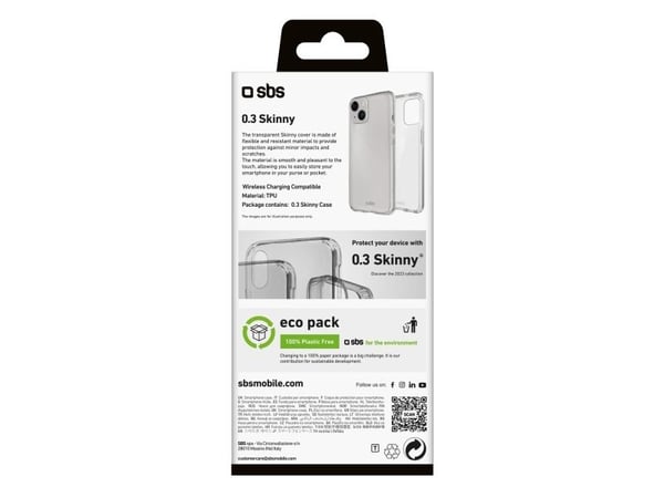 SBS TESKINIP1561T, Suojus, Apple, iPhone 15, 15,5 cm (6.1"), Läpinäkyvä
