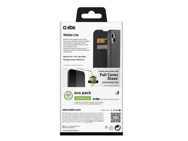 SBS TEBKLITEIP1561K, Lommebok-etui, Apple, iPhone 15, 15,5 cm (6.1"), Svart