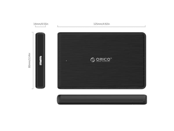 ORICO 2189C3-BK-BP, HDD/SSD-kabinett, 2.5", Serial ATA III, 6 Gbit/s, USB-tilkobling, Sort