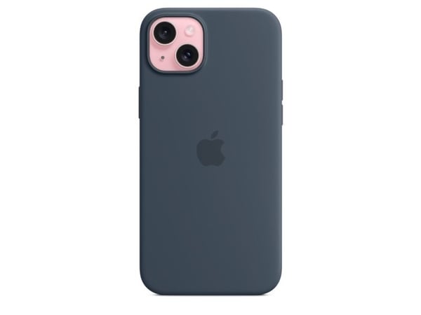 Apple - Baksidedeksel for mobiltelefon - MagSafe-samsvar - silikon - stormblå - for iPhone 15 Plus