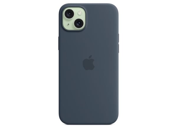 Apple - Baksidedeksel for mobiltelefon - MagSafe-samsvar - silikon - stormblå - for iPhone 15 Plus