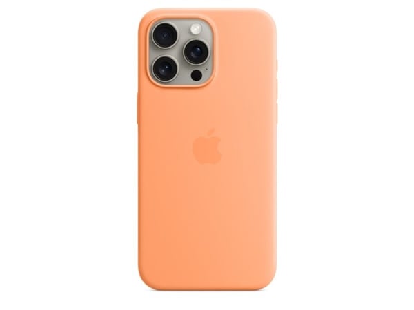 Apple - Baksidedeksel for mobiltelefon - MagSafe-samsvar - silikon - oransjesorbet - for iPhone 15 Pro Max