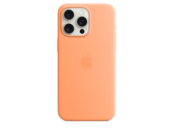 Apple - Baksidedeksel for mobiltelefon - MagSafe-samsvar - silikon - oransjesorbet - for iPhone 15 Pro Max
