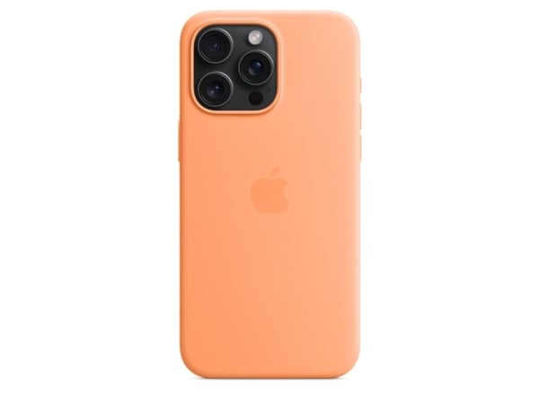 Apple - Baksidedeksel for mobiltelefon - MagSafe-samsvar - silikon - oransjesorbet - for iPhone 15 Pro Max
