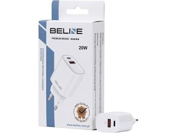 20W USB-C + USB-A verkkolaturi valkoinen