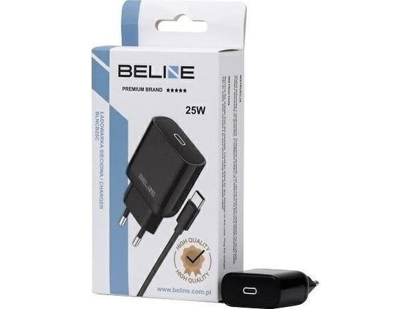 Beline lader 25W GaN USB-C + USB-C-kabel, svart