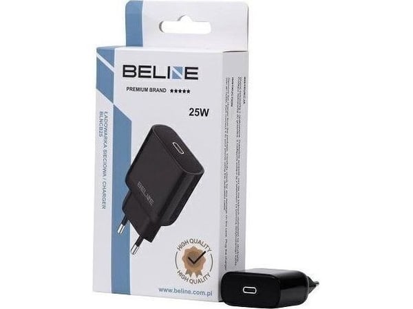 Beline nettlader 25W GaN USB-C PD 3.0 uten kabel svart