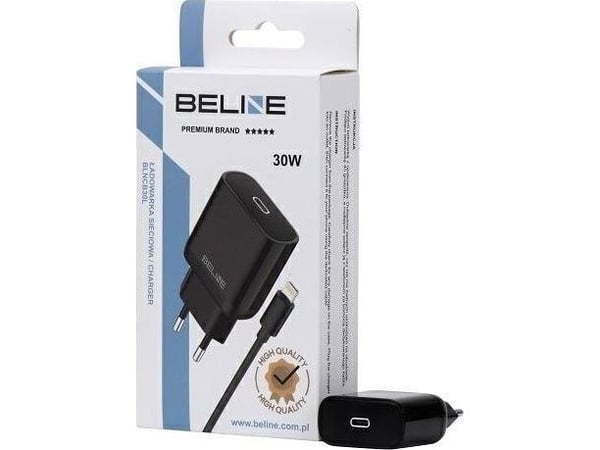 30W GaN USB-C verkkolaturi + salamakaapeli, musta