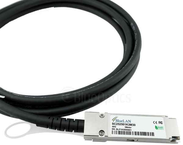 BlueOptics OS6560-CBL-300-BL, 3 m, QSFP, QSFP, Hankjønn/hankjønn, Koral, Sølv, 40 Gbit/s