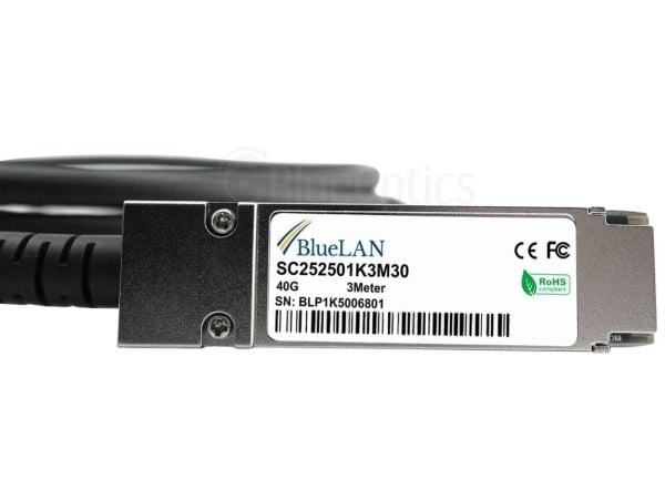 BlueOptics OS6560-CBL-300-BL, 3 m, QSFP, QSFP, Hankjønn/hankjønn, Koral, Sølv, 40 Gbit/s