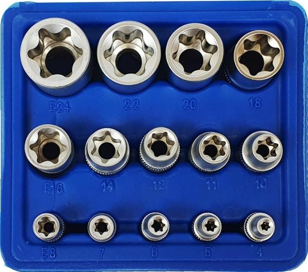 SILVER sats hylsor Torx, 14 delar