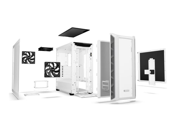 be quiet! SHADOW BASE 800 DX - Midi-tårn - utvidet ATX (E-ATX) - sidepanel med vindu (herdet glass) - ingen strømforsyning (ATX / PS/2) - hvit - US...