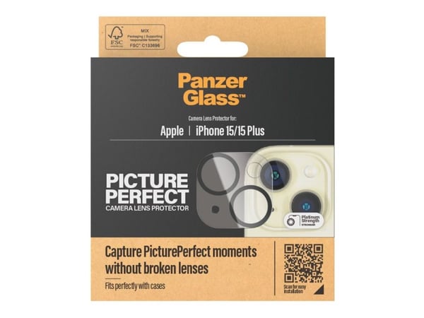 PanzerGlass™ | PicturePerfect - Objektiv beskyttelse for mobile - rammefarve sort | Iphone 15/15 Plus