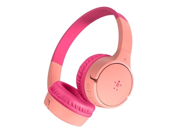 Belkin SoundForm Mini - Hodetelefoner med mikrofon - on-ear - Bluetooth - trådløs - 3,5 mm jakk - rosa