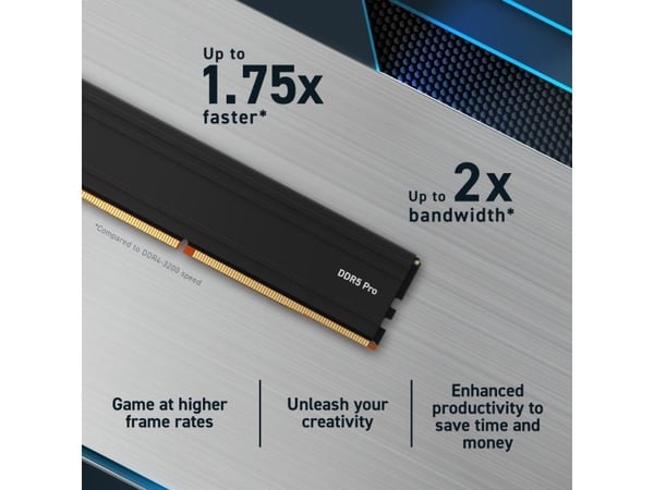 Crucial - DDR5 - sett - 64 GB: 2 x 32 GB - DIMM 288-pin - 5600 MHz / PC5-44800 - CL46 - 1.1 V - ikke-bufret - on-die ECC - svart