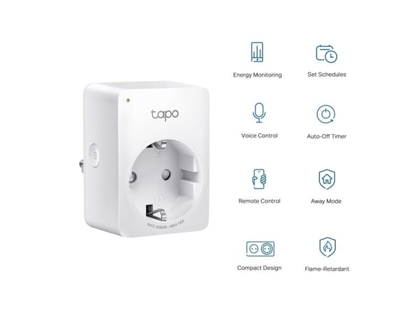 TP-Link Tapo P110, Trådløs, Wi-Fi, 2,4 - 2,4835 GHz, 2400 MHz, 802.11a, 802.11b, 802.11g, Wi-Fi 4 (802.11n), 72 Mbit/s