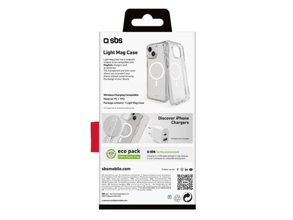 SBS TELIGMAGIP1561T, Suojus, Apple, iPhone 15, 15,5 cm (6.1"), Läpinäkyvä