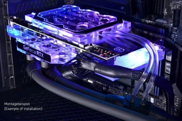 Alphacool 13063, Vannblokk, Akryl, Sort, Sølv, Gjennomsiktig, 1/4", 3-pin, 60 °C