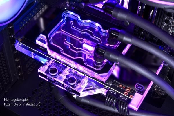 Alphacool 13063, Vannblokk, Akryl, Sort, Sølv, Gjennomsiktig, 1/4", 3-pin, 60 °C
