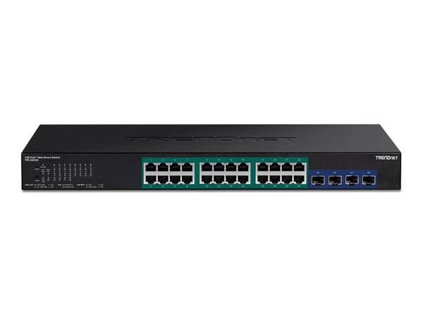 TRENDnet TPE 30284 - Switch - smart - 24 x 10/100/1000 (PoE+) + 4 x 10 Gigabit SFP+ - rackmonterbar - PoE+ (370 W) - AC 100 - 240 V - TAA-samsvar