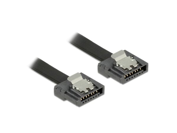 Delock FLEXI - SATA-kabel - Serial ATA 150/300/600 - SATA (hann) til SATA (hann) - 30 cm - låst - svart