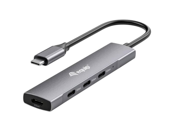 Equip 128963, USB 3.2 Gen 1 (3.1 Gen 1) Type-C, USB 3.2 Gen 1 (3.1 Gen 1) Type-C, 5000 Mbit/s, Svart, Silver, Gjuten aluminium, 0,15 m